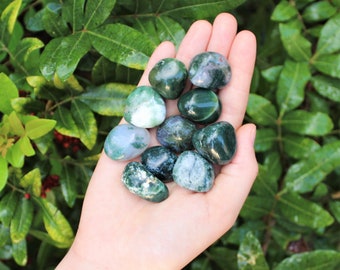 Moss Agate Tumbled Stones: Choose How Many Pieces (Premium Quality 'A' Grade)