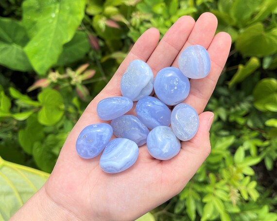 Blue Lace Agate Tumbled Stones: Choose How Many Pieces ('AAA' Grade Premium Quality Tumbled Blue Lace Agate)