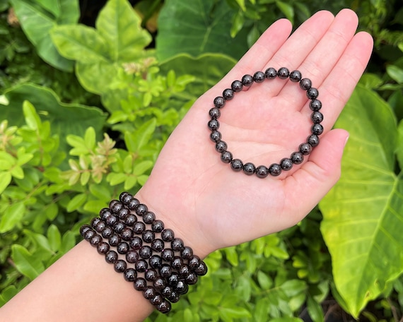 Garnet Bead Bracelet: 8 mm Round Crystals (Premium Grade Stretch Gemstone Bracelet)