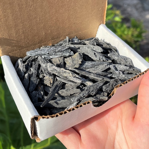 Black Kyanite Shards 1/2 lb Box Lot - Clearance Natural Black Kyanite Blades, Shards and Pieces