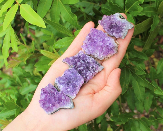 Set of 5 Natural Amethyst Cluster Druze Bulk Wholesale Lots (Amethyst Cluster, Amethyst Geode, Amethyst Crystal)