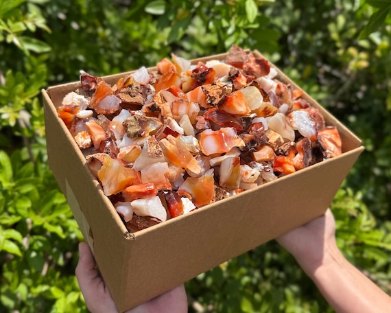 Wholesale Carnelian Rough Box - 20 lbs of CRAZY CHEAP Natural Carnelian Crystals ('A' Grade Premium Quality Carnelian From Madagascar)