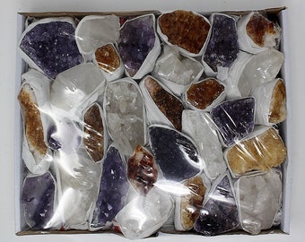 Amethyst Citrine Clear Quartz Crystal Clusters: HUGE Wholesale Bulk 25-30 Piece Bulk Lot (Amethyst Cluster Quartz Cluster Citrine Cluster)