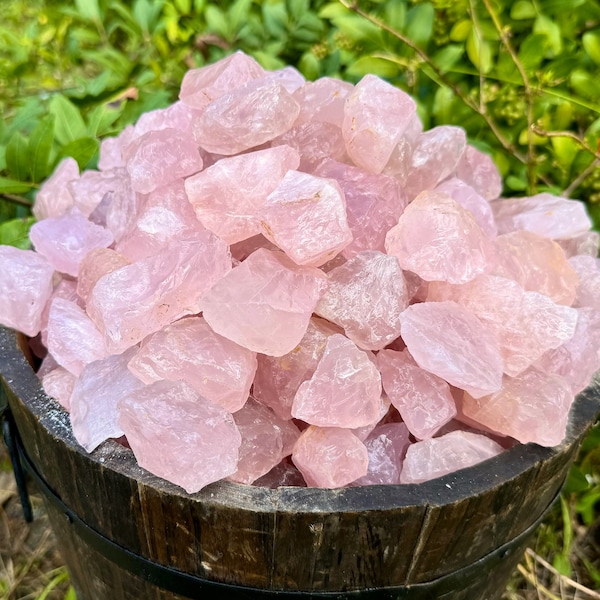 Rose Quartz Rough Natural Stones: Choose Ounces or lb Bulk Wholesale Lots (Premium Quality 'A' Grade)