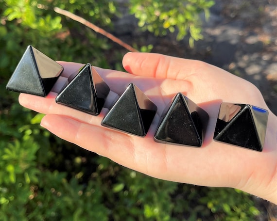 Black Obsidian Crystal Pyramid, 1" - 1.25" (Gemstone Pyramid, Black Obsidian Pyramid, Protection Pyramid)