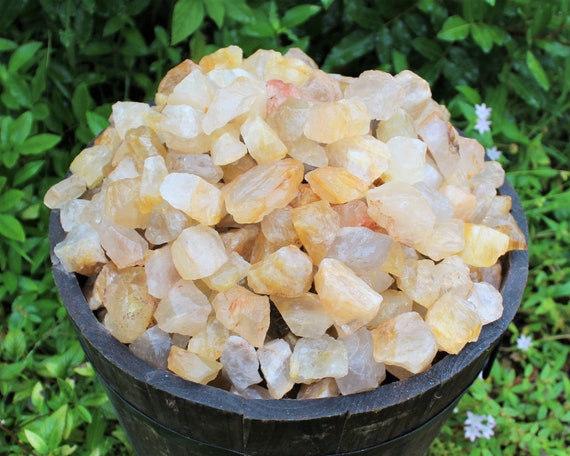 Golden Healer Quartz Rough Natural Stones: Choose Ounces or lb Bulk Wholesale Lots (Premium Quality 'A' Grade Yellow Hematoid Quartz)