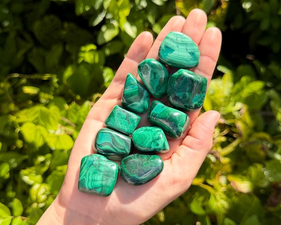Malachite Tumbled Stones, Medium: Choose How Many Pieces ('A' Grade Malachite Crystals)