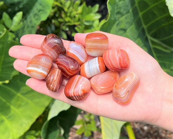 Banded Carnelian Tumbled Stones: Choose Size & How Many Pieces ('A' Grade, Carnelian Tumbled, Healing Crystals, Sacral Chakra)