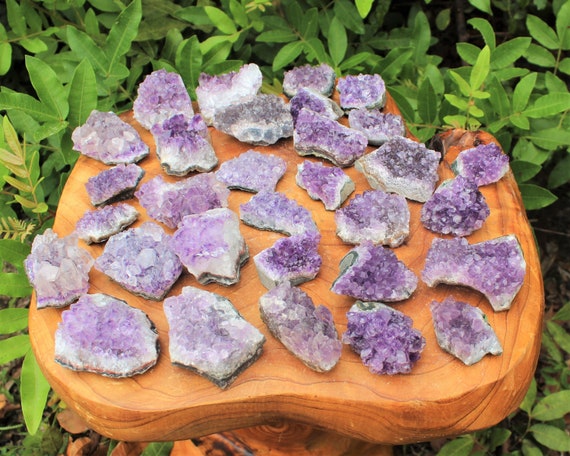 Amethyst Clusters Druze Bulk 1 Kilo Lots (2.2 lb, 15 - 25 Pieces, Wholesale Commercial Quality, Amethyst Cluster, Amethyst Crystal)