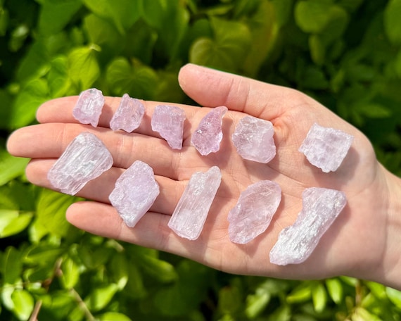Kunzite Crystals, Natural Raw Kunzite Specimens - Choose Size (Premium Quality Rough Kunzite Gemstones, Pink Kunzite)