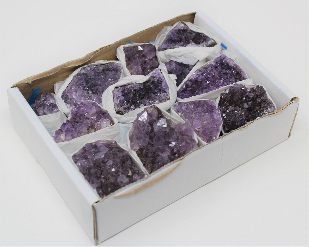 Amethyst Crystal Cluster Wholesale Bulk Small Flat Box Lots (Amethyst