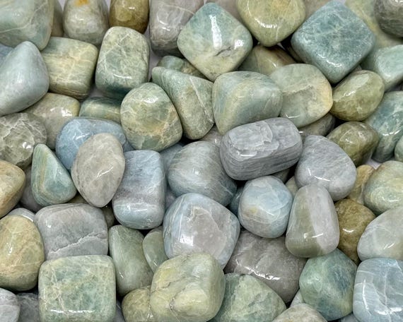Aquamarine Tumbled Stones: Choose Ounces or lb Bulk Wholesale Lots (Premium Quality 'A' Grade Natural Aquamarine Crystals)