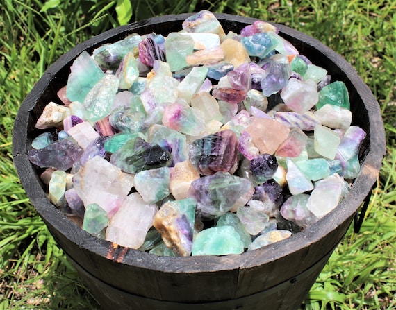 Fluorite Raw Natural Stones CLEARANCE Quality: Choose Ounces or lb Bulk Wholesale Lots ('B' Grade Fluorite Crystals)