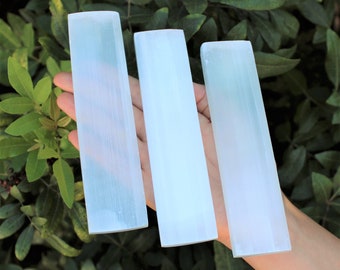 6" Polished Selenite Charging Station, Selenite Crystal Ruler - Choose How Many (Crystal Cleaning, Charging & Purification)