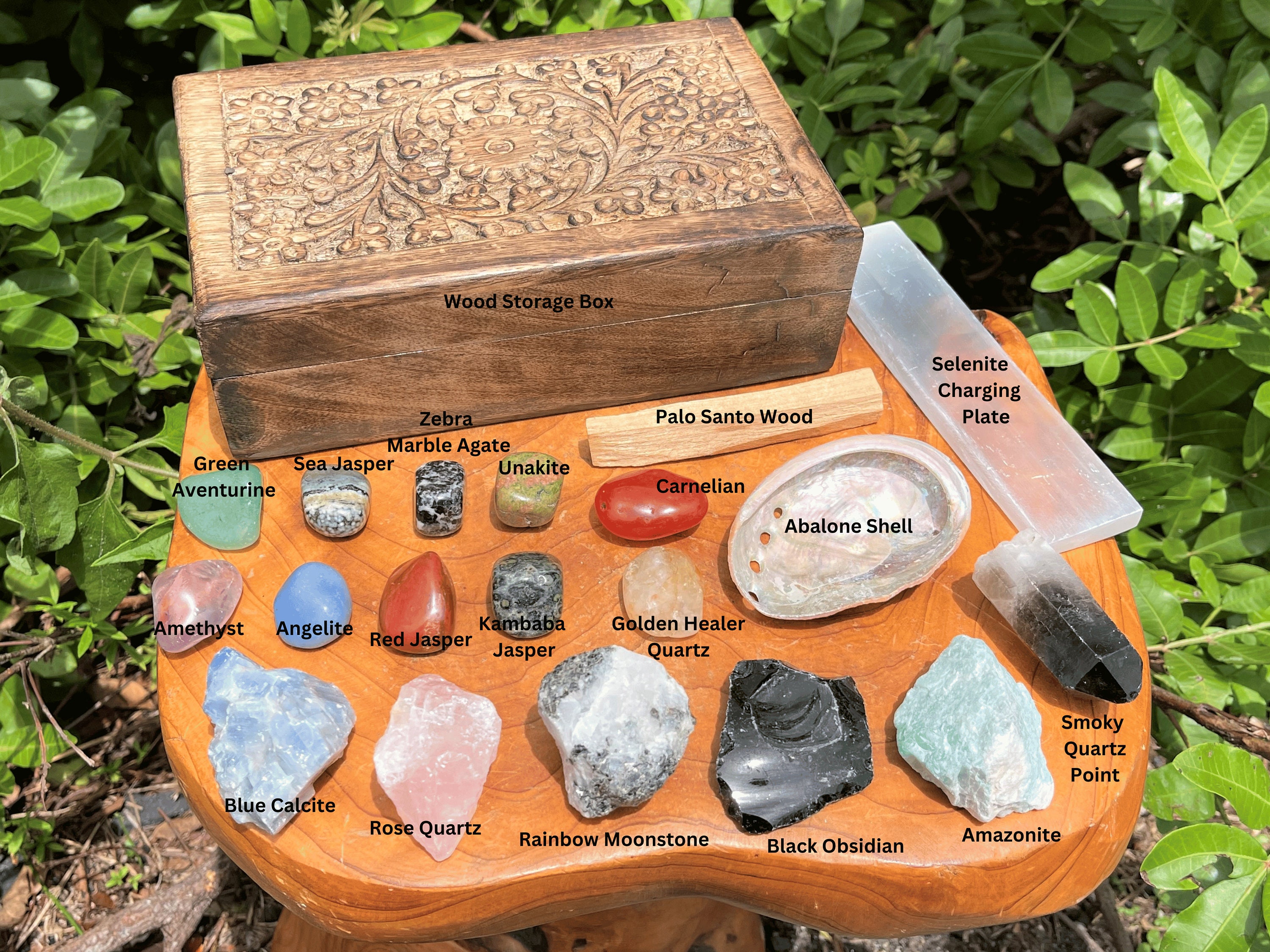 Crystal Box with Quartz Point, Pyrite, and Selenite Tiles