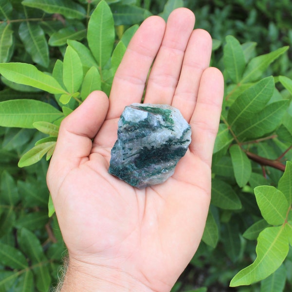 LARGE Rough Moss Agate Crystal Chunks, 2 - 3": Choose How Many Pieces ('A' Grade)