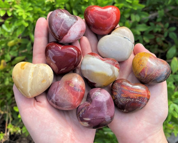 LARGE Mookaite Heart Crystal, LARGE 1.75" - Choose How Many Bulk Discounts! (Palmstone Heart, Polished Mookaite Heart, Mookite Jasper)