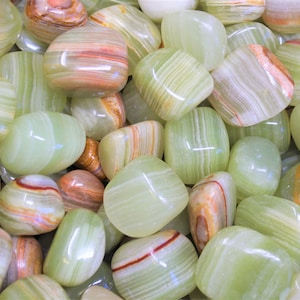 Green Onyx Tumbled Stones: Choose Ounces or lb Bulk Wholesale Lots (Premium Quality 'A' Grade)