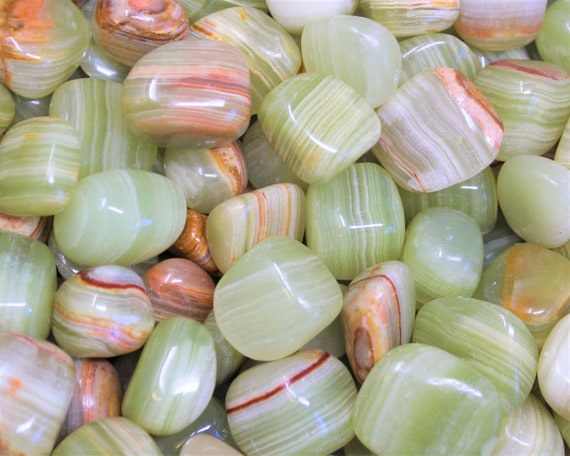 Green Onyx Tumbled Stones: Choose Ounces or lb Bulk Wholesale Lots (Premium Quality 'A' Grade)