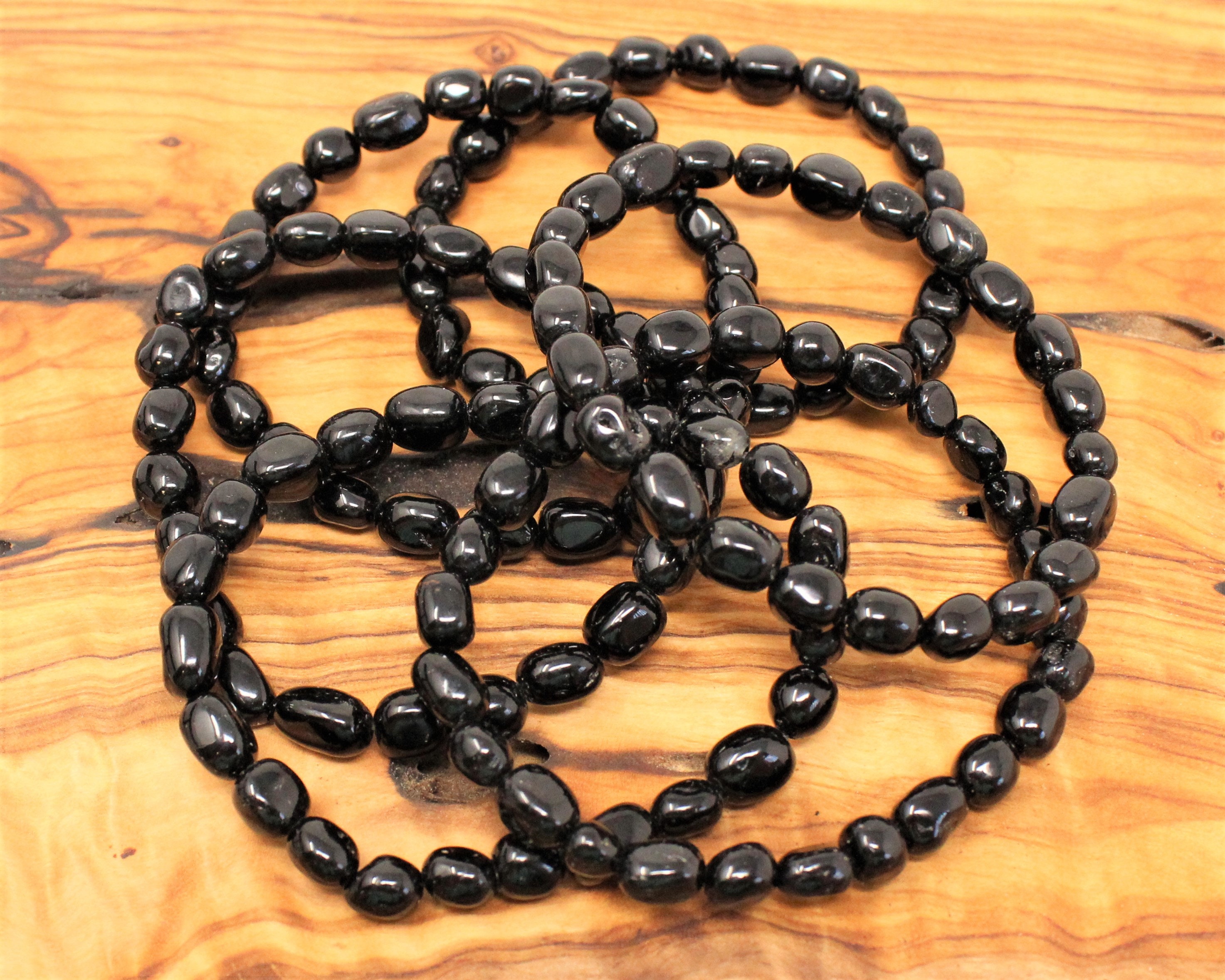 Black Tourmaline Bead Bracelet Choose 6 mm or 8 mm Stones (Black