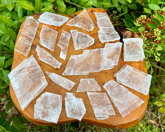 Natural Selenite Slabs - Small Pieces, Chunks & Fragments - Choose Ounces or lbs Wholesale Bulk Lots ('A' Grade Selenite Crystal Plates)