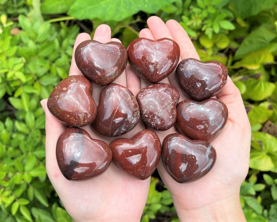 LARGE Brecciated Jasper Heart Crystal, 1.5 - 1.75" ('A' Grade Crystal Heart, Polished Brecciated Jasper, Carved Puffed Gemstone Heart)