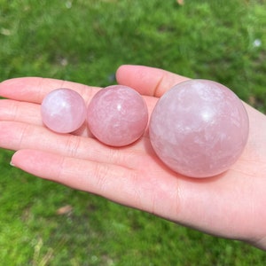 Rose Quartz Crystal Sphere + Display Stand - Choose Size! (&#39;AAA&#39; Grade Crystal Spheres, Polished Rose Quartz Crystal Ball)