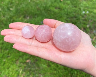 Rose Quartz Crystal Sphere + Display Stand - Choose Size! ('AAA' Grade, Crystal Ball, Crystal Sphere, Polished Rose Quartz)