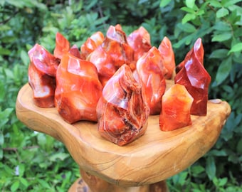 Carnelian Crystal Flame, Stunning Polished Cut Base Carnelian: Choose Size ('AAA' Quality, Free Standing Crystal, Beautiful Display Crystal)