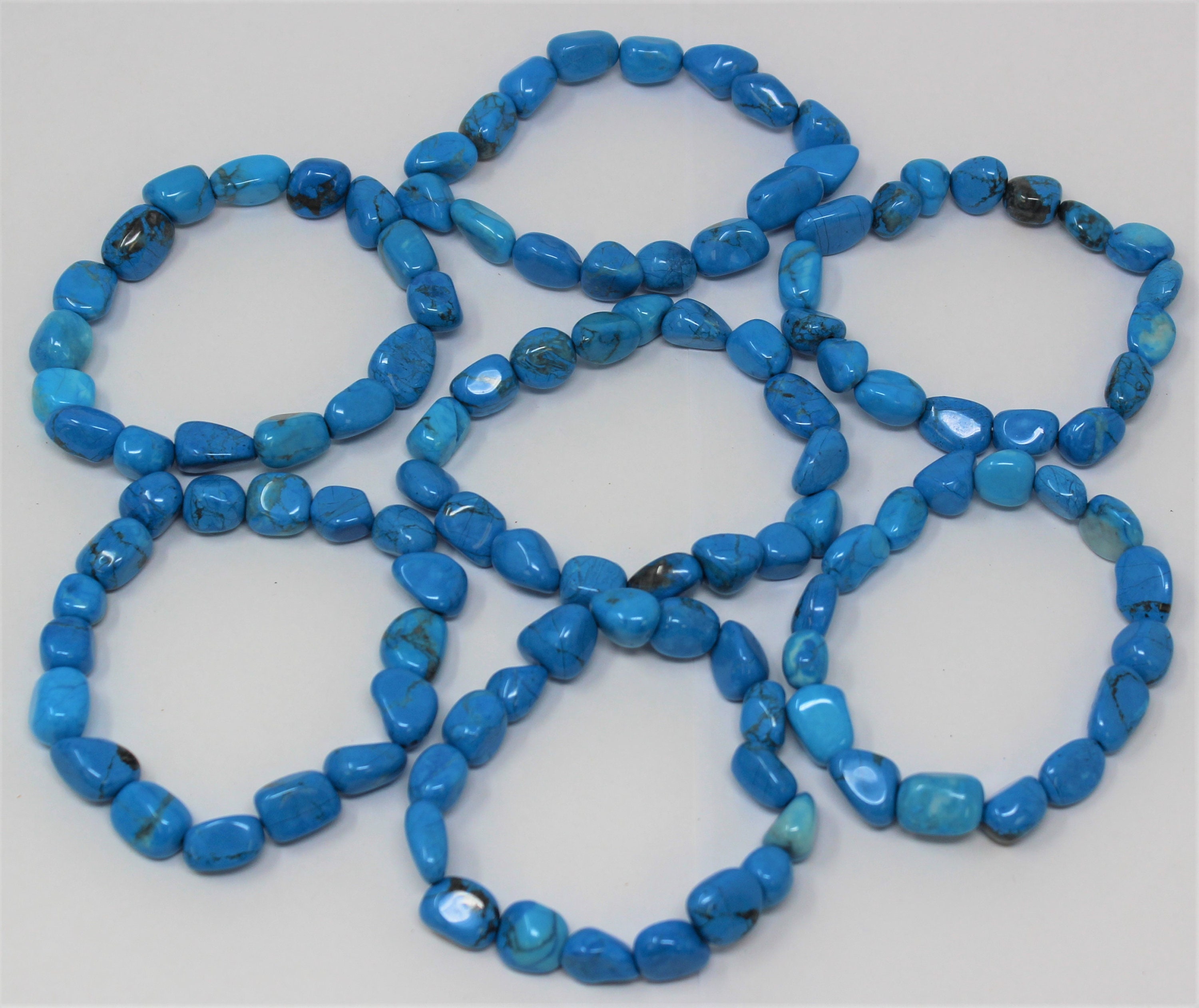 Blue Howlite Tumbled Gemstone Bracelet: 6-8 mm Stones (Blue Howlite ...