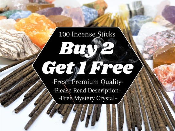 100 Incense Sticks BUY 2 GET 1 FREE! + Free Crystals! - Choose Your Scent (Premium Quality Handmade Incense)