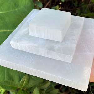 Polished Selenite Charging Plate Station: Choose 3", 4" or 6" Square Crystal Plate (Selenite Crystal Cleansing, Charging & Purification)