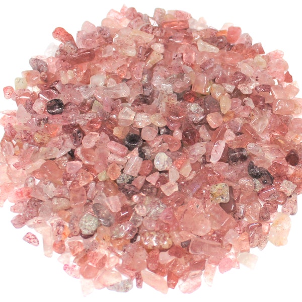 Strawberry Quartz Semi Tumbled Gemstone Mini Chips 5 - 8 mm: Choose Ounces or lb Loose Wholesale Bulk Lots (Strawberry Quartz Chips)