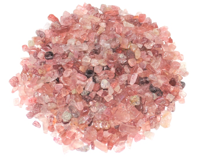 Strawberry Quartz Semi Tumbled Gemstone Mini Chips 5 - 8 mm: Choose Ounces or lb Loose Wholesale Bulk Lots (Strawberry Quartz Chips)