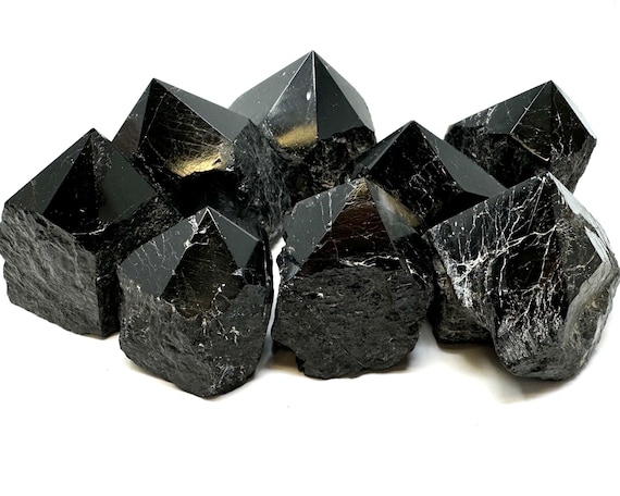 Black Tourmaline Top Polished Points, Natural Black Tourmaline Cut Base Towers: Choose Size ('A' Grade, Black Tourmaline Protection Crystal)