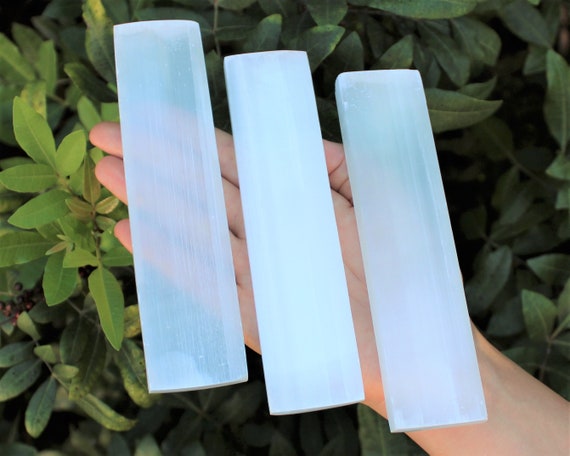 Set 3 Polished Selenite Charging Stations: 6" Flat Crystal Plates (Crystal Cleaning, Charging & Purification)