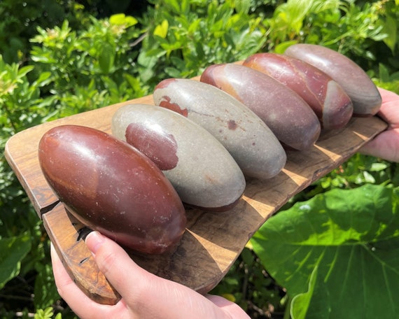 JUMBO Shiva Lingam Stones 4.5 - 5.5", Sacred Stones from Narmada River India - Kundalini Awakening, Healing Crystal, Meditation