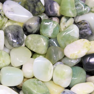 Light Jade Tumbled Stones: Choose Ounces or lb Bulk Wholesale Lots (Premium Quality &#39;A&#39; Grade)