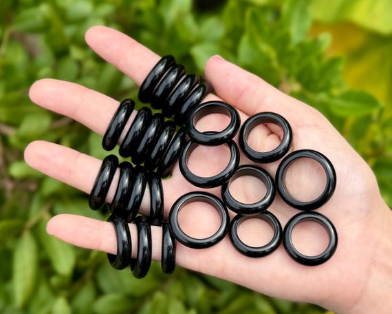 Black Obsidian Ring, Black Obsidian Gemstone Crystal Rings - Choose Size (Premium Quality Black Obsidian Gemstone Jewelry)