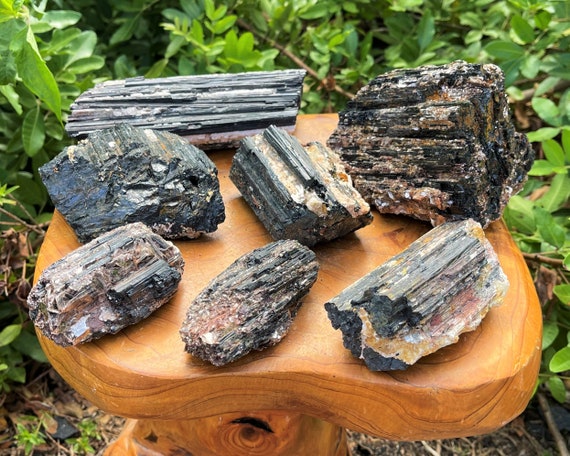 Natural Black Tourmaline Logs with Inclusions - Huge CLEARANCE Quality Specimens - Choose Size ('B' Grade Rough Tourmaline Crystals)