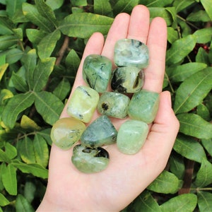 Prehnite with Epidote Tumbled Stones: Choose How Many Pieces (Premium Quality 'A' Grade)