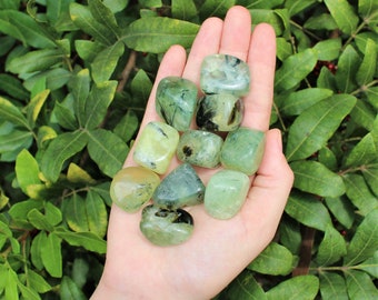 Prehnite with Epidote Tumbled Stones: Choose How Many Pieces (Premium Quality 'A' Grade)