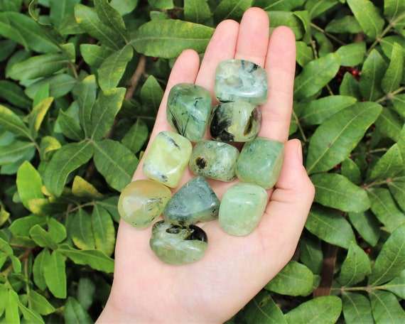 Prehnite with Epidote Tumbled Stones: Choose How Many Pieces (Premium Quality 'A' Grade)