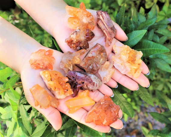 Tangerine Quartz Crystal Clusters: Choose Ounces or lb Bulk Wholesale Lots ('A' Grade Premium Quality, Tangerine Quartz Druze)