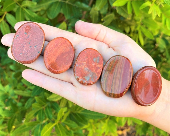 Red Jasper Worry Stone - Choose How Many (Jasper Pocket Palm Stone, Worry Stone, Polished Red Jasper Crysta, Red Jasper Smooth Stone)