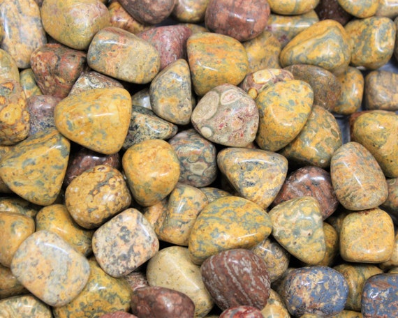 Yellow Leopard Skin Jasper Tumbled Stones: Choose Ounces or lb Bulk Wholesale Lots (Premium Quality 'A' Grade)