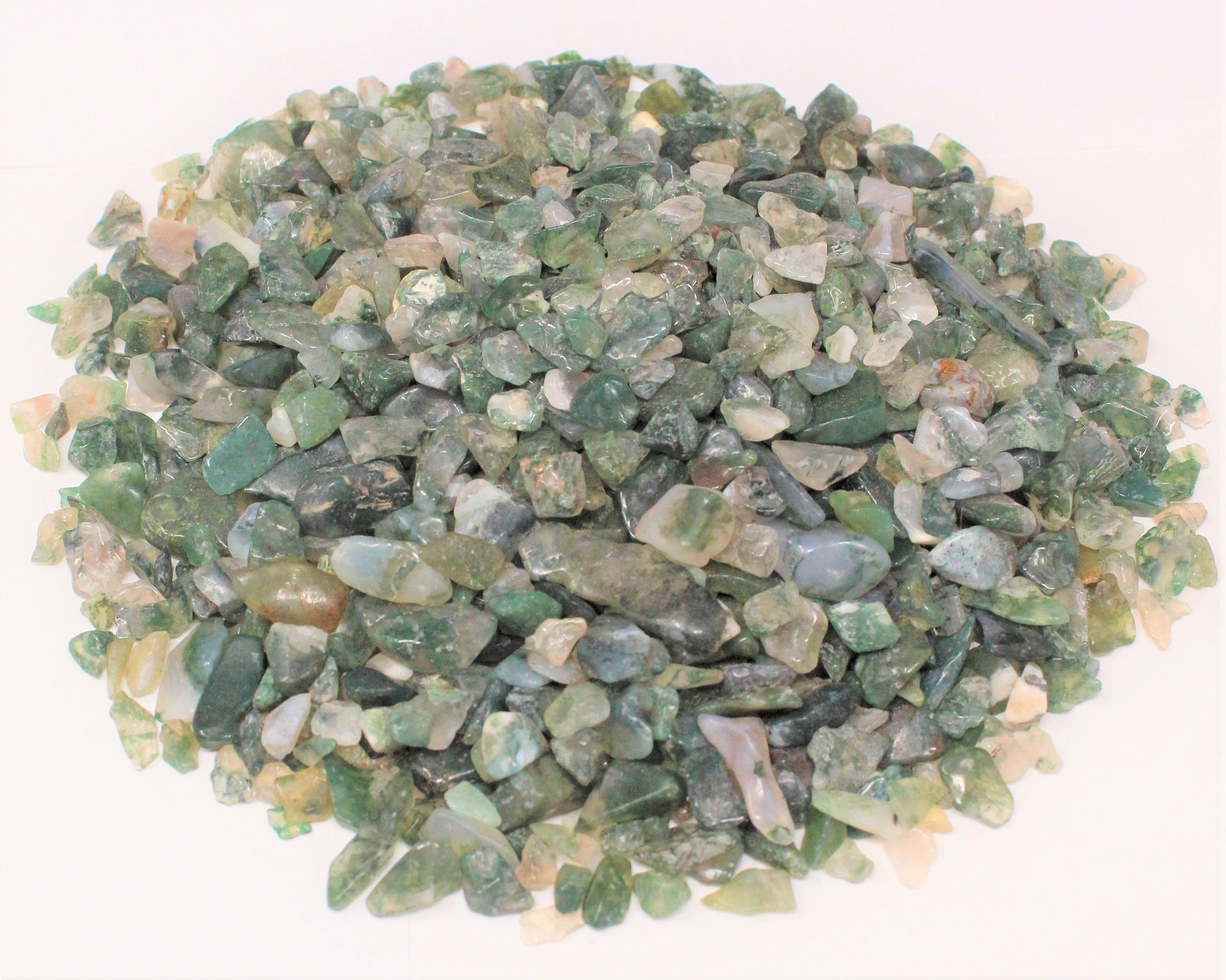 Moss Agate Semi Tumbled Gemstone Mini Chips 5 - 15 mm: Choose 2 oz, 4