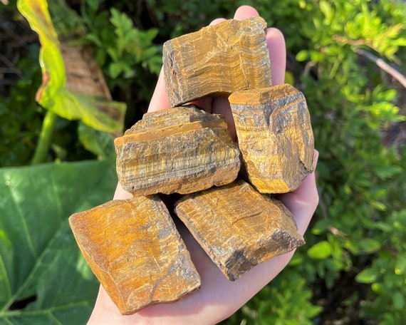 LARGE Rough Gold Tiger Eye Natural Stones, 2 - 3": Choose How Many Pieces (Premium Quality 'A' Grade, Raw Gold Tiger Eye Crystals)