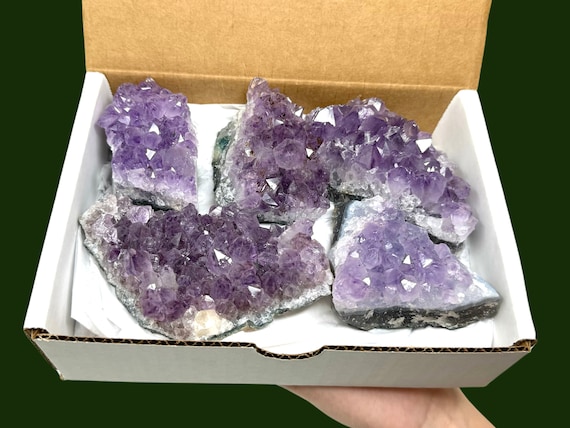 Natural Amethyst Cluster Druze Box: 2 - 3 lb Box Lot, 4 - 5 LARGE 'B' Grade Pieces (Clearance Amethyst Crystal Clusters)