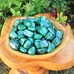 LARGE Malachite Tumbled Stones, 1.25 - 1.75&quot;: Choose Ounces or lb Bulk Wholesale Lots (Premium Quality &#39;A&#39; Grade)
